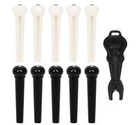 COACOM 10 perni per ponte per chitarra, 1 estrattore per perni del ponte, pioli per corde di chitarra, pioli per chitarra acustica, rondelle per corde di chitarra (Nero e Bianco).