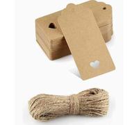 COACOM 100 Etichette Regalo Marroni, Cuori d'Amore E Motivi A Stella A Cinque Punte, Adesivi Decorativi Avvolti A Mano, Materiali Fai-da-Te Caldi.