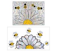 COACOM 2 Adesivi per Finestre per Api di Girasole, Adesivi Elettrostatici A Doppia Faccia A Doppia Faccia, Decorazione Artistica di Vetro Fai-da-Te, Accessori per Soggiorni Camera da Letto.