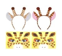 COACOM 2 Adesivi per Il Viso Giraffa E 2 Fasce per Capelli, Ornamento Glitterato, Facile da Incollare E Strappare, Adatti per Feste in Maschera E Abiti da Festa.