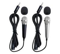 COACOM 2 Mini Microfoni con Cavo - Microfoni Karaoke, Metallici Adatti per Telefoni Cellulari e Computer Portatili