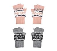 COACOM 2 paia di guanti senza dita, antivento da donna, motivo cervo, guanti touchscreen, guanti morbidi senza dita (rosa coreano, grigio), grigio.