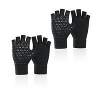 COACOM 2 paia di guanti termici neri a mezza dita, guanti antiscivolo a maglia, unisex, accessori invernali, guanti da guida, guanti antiscivolo, Nero , Taglia unica