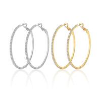 COACOM 2 Paia di Orecchini Circolari, Orecchini in Metallo Semplici, Orecchini in Strass, Gioielli Classici alla Moda, Accessori per Donne.
