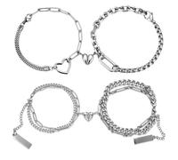 COACOM 2 Paia di Set di Braccialetti, Lunghezza Regolabile, vestibilità Stabile, Semplice E Versatile, Leggero E Comodo da Indossare, Adatto per Anniversario E Regali di Natale.