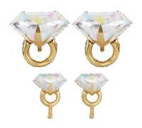 COACOM 2 Palloncini Ad Anello di Diamanti Grandi E 2 Piccoli Palloncini Ad Anello di Diamanti, Cerimonia di Fidanzamento, Decorazioni di Fidanzamento, Palloncini da Sposa.