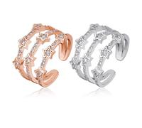 COACOM 2 Pezzi di Anelli A Stella Impilabili, Anelli A Cerniera Aperti Tempestati di Diamanti, Accessori di Gioielli di Moda, Possono Essere Dati A Fidanzate E Mamme.