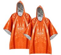 COACOM 2 poncho antipioggia di emergenza, mantenimento del calore e della pioggia, per esterni, impermeabile, con cappuccio, per attività all'aperto, alpinismo, ciclismo, trekking, giorni di pioggia