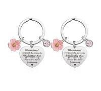 COACOM 2 portachiavi a forma di cuore incisi a forma di cuore in acciaio inox, portachiavi dell'amicizia, regali ispiratrici argento, 3 x 6 cm, argento, 3*6cm