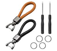 COACOM 2 portachiavi in pelle con 1 cacciavite, 4 fibbie rotonde, portachiavi per auto e casa, nero e marrone, Unisex - Adulto