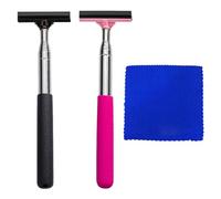 COACOM 2 tergicristalli retrovisori per auto con 1 panno per la pulizia, pulitore per specchietto retrovisore retrattile, lavavetri auto, mini accessori per la pulizia del vetro dell'auto (nero, rosa)