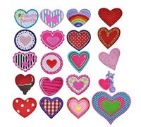 COACOM 20 Pezzi di Macchie di Stoffa Ricamata A Forma di Cuore, Macchie di Stoffa Ricamata E Toppe di Riparazione dei Vestiti, Che Possono Essere Utilizzate in Vestiti, Zaini E Cappelli.