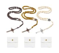 COACOM 3 Collane, 3 Sacchetti Regalo, Ciondolo A Croce, Custodia per Gioielli in Pelle, Accessori per Le Vacanze, Regali per Anziani, Accessori per Il Collo Casual Quotidiano, Ciondolo per Auto.