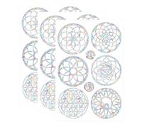 COACOM 3 Foglie di Adesivi Elettrostatici Mandala, Adesivi per Finestre di Collisione Protégé, Adesivo per Prisma Colorato Laser, Adesivo in Vetro A Mano Non Specificato dal Fai-da-Te.
