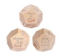 COACOM 3 Pezzi di Dadi Alimentari A 12 Lati, Dadi di Decisione in Legno Creativi, Puzzle di Riposo, Piccolo Regalo Riutilizzabile, Divertente.