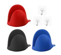 COACOM 3 Pezzi di Mini Guanti da Cucina E 3 Parti di Gancio, Guanti Isolanti in Silicone, Guanti da Forno, Accessori da Forno.