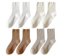 COACOM 4 calf warmer della donna, calzini alla moda di cotone tinta unita, adatti a scarpe sportive, tennis, casual, bianco