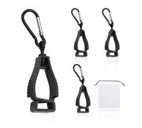 COACOM 4 clip per guanti, 1 borsa portaoggetti, con fibbia, in plastica nera, clip per guanti anti-smarrimento, adatto per lavori in giardino