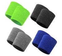 COACOM 4 Guardie da Polso A Doppio Sport, Classico E alla Moda, Semplice Colore Solido, Asciugamano da Polso Assorbente d'Acqua, Guardie di Polso Universali Comode E Traspiranti per Uomini E Donne.