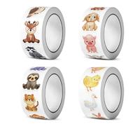 COACOM 4 Rotoli di Adesivi per Animali, Simpatici Animali da Cartone Animato, Adesivi Motivazionali per Bambini Divertenti, Regali Autoadesivi, Adesivi per Album del Taccuino Fai-da-Te.