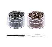 COACOM 400 anelli di estensione per capelli nano-silicone, 3 mm, micro anelli per capelli (marrone, nero)