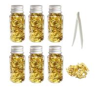 COACOM 6 bottiglie di lamina d'oro con 1 pinzetta, lamina d'oro, pellicola di lusso, adatto per decorazioni artistiche, arte, doratura, artigianato.