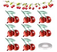COACOM 8 Pezzi di Palloncini per Film in Alluminio Ciliegia, 1 Pezzo di Bandiera Ciliegia, 1 Rotolo di Nastro Bianco, Oggetti di Fondo Creativo, Decorazione A Tema Frutta A Tema.