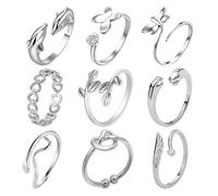 COACOM 9 anelli divisi, anelli per dita, anelli per donne e ragazze, anelli regolabili, set di anelli personalizzati, gioielli alla moda e creativi, Metallo non prezioso