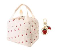 COACOM Borsa da Pranzo Stampata A Fragole da 1 Pezzi, Portachiavi A Pendente Fragole da 1 Pezzi, Semplice E Carina Sacca da Stoccaggio Multifunzione, Strumento da Picnic per La Scuola di Lavoro.