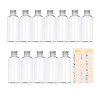 COACOM Confezione da 12 bottiglie di vino (60 ml) con 1 set di adesivi di fenicottero, bottiglie di zenzero con coperchio, bottiglie di plastica, mini alcol, adatte per succhi, latte, frullati e altri