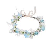 COACOM Ghirlanda Blu E Bianca da 1 Pezzo, Fascia di Fiori Simulata Creativa, Accessori per Capelli Allacciati Regolabili, Oggetti di Scena, Decorazioni per Acconciature Nuziali.