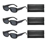 COACOM Occhiali Anti-Uv Neri Da 3 Pezzi, Custodia Per Occhiali Neri Da 3 Pezzi, Occhiali Da Sole Retrò Con Montatura Piccola, Accessori Moda In Stile 2K.