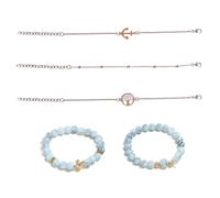 COACOM Set di 5 bracciali da ragazza, regolabili, con motivo a tartarughe, colore: oro e oro, [Adjustable]