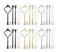 COACOM Set di 6 supporti per piatti da frutta, bastoncini di metallo graduati, 2-3 livelli, adatto per il posizionamento di torte, dolci, biscotti e frutta