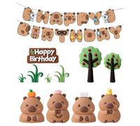 COACOM Set di Decorazioni per Torte Capibara da 11 Pezzi E 1 Bandiera, Decorazione A Tema Animale, Carina E Interessante, Facile da Posizionare per Migliorare L'Atmosfera, Celebrazioni E Raduni.