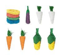 COACOM Set di giocattoli per criceto - Contiene 4 luffa naturale, 2 carote, 2 ravanello bianco, 2 mais, 1 giocattolo per criceti melanzane, durevole e sicuro da masticare