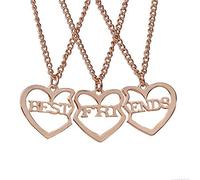 coadipress BFF - Collana con ciondolo a forma di cuore per 3 amici, placcata in oro e argento, regalo di compleanno, Medio, Metallo, Non pietra preziosa