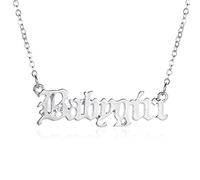 coadipress Collana da donna in stile antico inglese, placcata in oro 18 carati, regolabile, con parole in acciaio inox, collana a catena per clavicola, gioiello regalo di compleanno, Middle, Zinco
