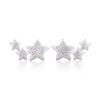 coadipress Orecchini a perno a tre stelle da donna, unici e piccoli, opachi, con tre stelle crawler in argento, Zinco, Nessuna pietra preziosa