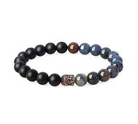 COAI Bracciale Buddista Unisex in Onice Opaco e Dumortierite con Amuleto Testa di Buddha