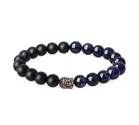 COAI Bracciale Buddista Unisex in Onice Opaco e Sodalite con Amuleto Testa di Buddha