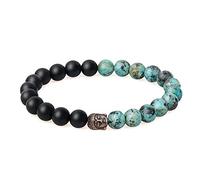 COAI Bracciale Buddista Unisex in Onice Opaco e Turchese Africano con Amuleto Testa di Buddha