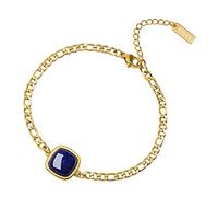 COAI Bracciale da Donna con Catenella di Acciaio Inox Dorato e Amuleto Quadrato in Lapislazzuli