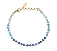 COAI Bracciale da Donna con Perline di Cristalli Naturali Sfaccettati, Bracciale Blu Cianite Apatite e Acquamarina Cromoterapia