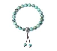 COAI Bracciale da Donna e da Uomo con Perle in Turchese e Amuleto della Longevita' in Argento Sterling 925, Bracciale Elastico in Pietre Naturali