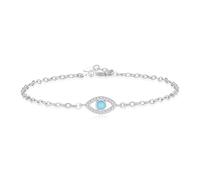 COAI Bracciale da Donna in Argento Sterling 925 con Charm Occhio Turco Turchese Naturale, Bracciale Malocchio Portafortuna