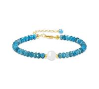 COAI Bracciale da Donna in Cristalli di Apatite Sfaccettata con Perla in Pietra di Luna
