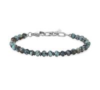 COAI Bracciale da Uomo con Perline di Turchese Africano e Dischetti di Ematite, Bracciale Pietre Dure Sfaccettate da Uomo
