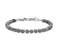 COAI Bracciale da Uomo in Pietre Naturali e Acciaio Inox, Bracciale di Perline Quadrate di Labradorite da Uomo