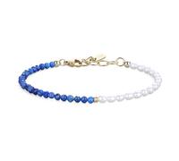 COAI Bracciale Donna Perle Acqua Dolce e Lapislazzuli Sfaccettati, Bracciale Lapislazzuli Donna Regolabile, Acciaio Inox Placcato Oro 18K, Elegante con Scatola Regalo